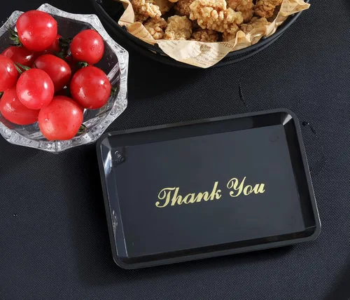 Miniatura 5 de New Star 26917 - Bandeja de puntas para restaurante para cheques de invitados, 4.5 x 6.5 pulgadas, color negro con impresión dorada, juego de 12