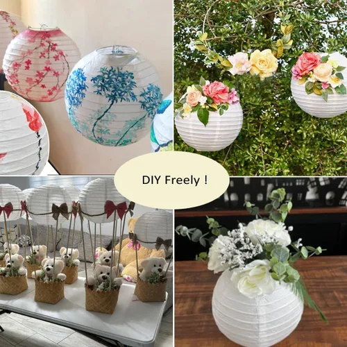 Miniatura 8 de 10 linternas de papel blanco chinas, japonesas, decorativas, redondas, colgantes, de 12 pulgadas, para San Valentín, aniversario, boda, graduación