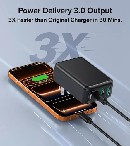 Miniatura 3 de Paquete de 2 bloques de carga USB C planos, 40 W, 4 puertos, cargador rápido de 20 W, bloque de carga tipo C, cargador de pared USB de 3.1 A, doble