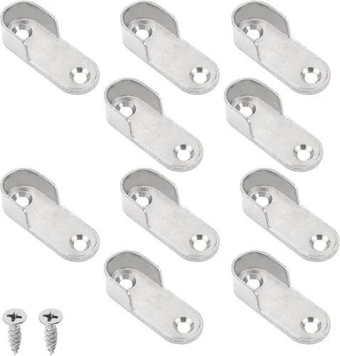 Miniatura 14 de MroMax Soporte ovalado de aleación de zinc para barra de armario, soporte de brida para barra de armario, diámetro interior de 0.650 in, paquete