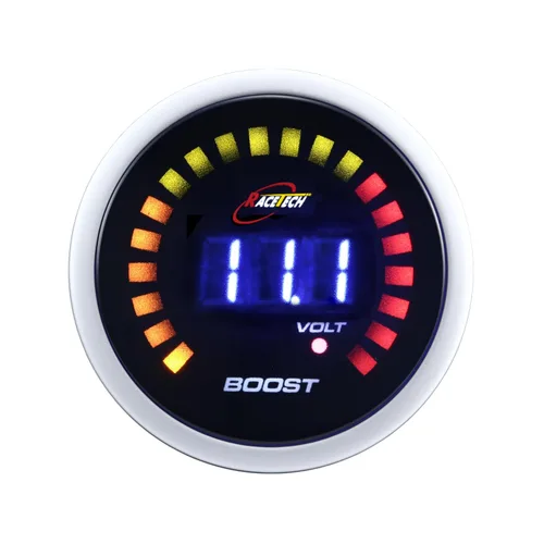 Miniatura 14 de RACETECH Medidor Digital Dual de Presión de Aceite y Voltímetro - 145 PSI, 8~18V - 52 mm 2-1/16" 20 LED Anillo Exterior Azul con Función