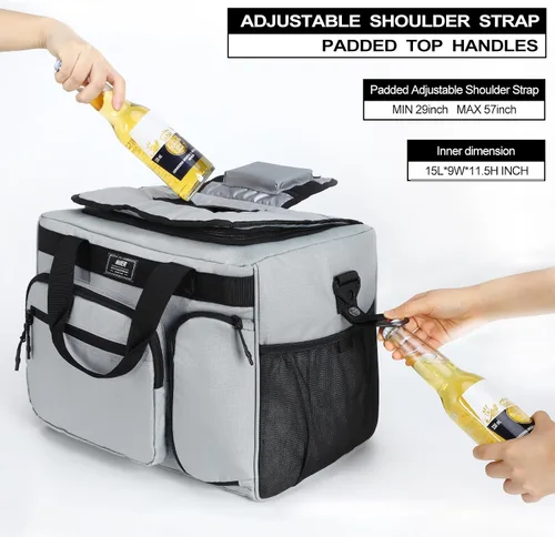 Miniatura 2 de MIER Bolsa enfriadora suave extra grande de 30L con abridor de botellas para camping, playa, barbacoa, comestibles, golf, a prueba de fugas, bolsa
