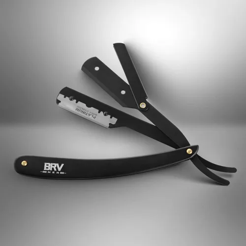 Miniatura 4 de BRV MEN Navaja de barbero profesional de filo recto con 100 hojas de afeitar de un solo filo Navajas rectas para hombres Accesorios de barbería