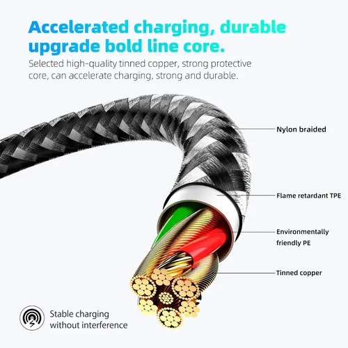 Miniatura 2 de Cargador para iPhone con certificación MFi de Apple, paquete de 3 cables Lightning de 10 pies de largo, carga rápida, sincronización de datos, cable
