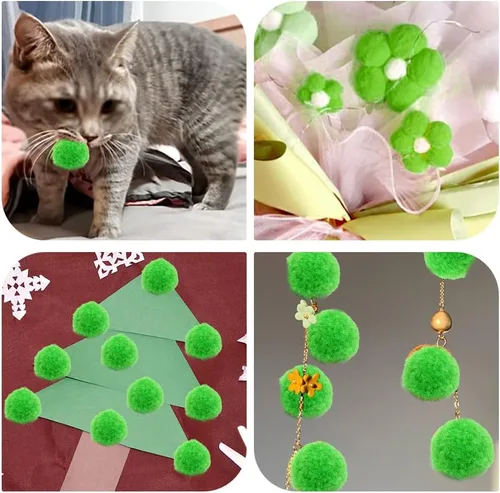Miniatura 6 de 150 piezas de pompones, pompones de 1 pulgada verdes para manualidades, pompones esponjosos de 1 pulgada para decoraciones de Pascua, pequeños
