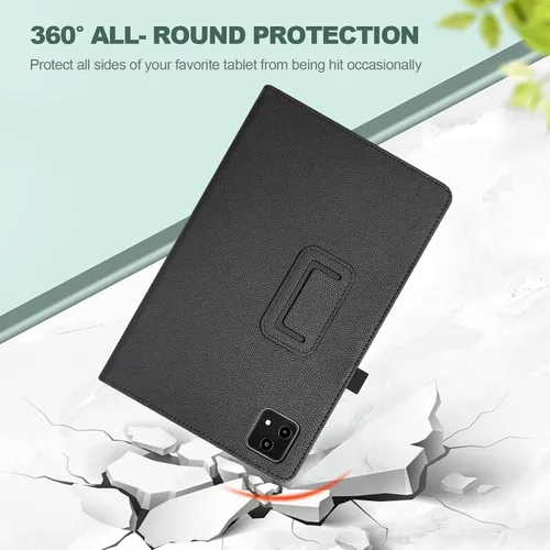 Miniatura 3 de Funda para tablet T-Mobile Revvl Tab 5G - Funda de piel sintética con soporte para lápices, color negro
