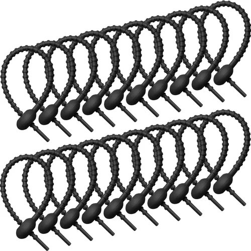 Boao Paquete de 20 bridas de silicona reutilizables, correas giratorias de 8 pulgadas para gestión de cables, cables de carga, organización de Negro