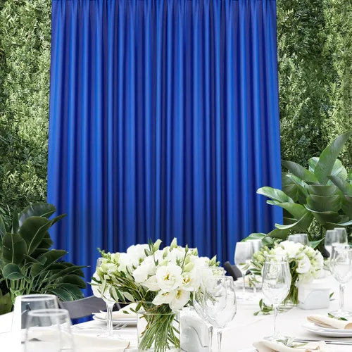 Miniatura 4 de HOMEIDEAS Cortinas de fondo azul real de 10 x 10 pies, fondo de fotos, cortinas de poliéster con bolsillo para barra para decoración de fiestas