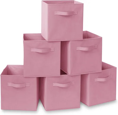 Miniatura 30 de Casafield juego de 6 cubos de almacenamiento plegables de tela, canastas de tela plegables de 11 pulgadas, para estantes, cubos organizadores