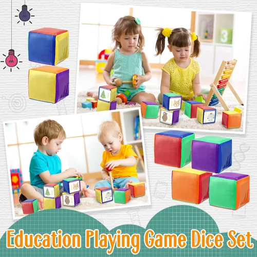 Miniatura 4 de 8 dados educativos de 3.15 pulgadas, cubos de bolsillo para enseñanza, dados grandes de espuma transparente para el aula de niños, cubo suave de 6