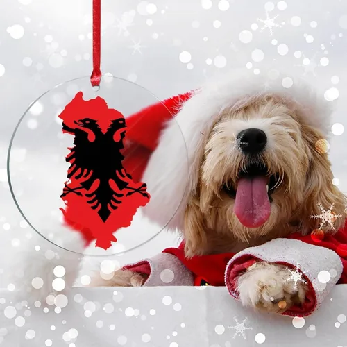 Miniatura 7 de Bandera de Albania, silueta de árbol, adorno de decoración de árbol de Navidad, bandera nacional, recuerdo de árbol de Navidad, recuerdo de Albania