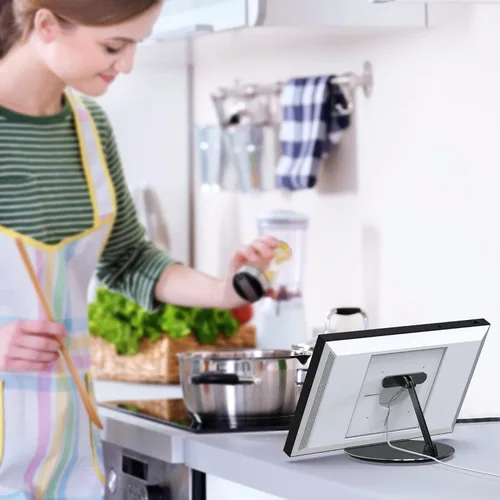 Miniatura 5 de Soporte inclinable y giratorio para Echo Show 15, hecho de aleación de aluminio, giratorio y plegable, soporte Echo Show 15 adecuado para Negro