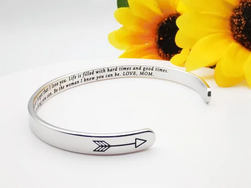 Miniatura 167 de Pulseras inspiradoras para mujer, joyería de acero inoxidable, con refranes, pulsera motivacional con mensaje oculto, pulseras grabadas para mejor