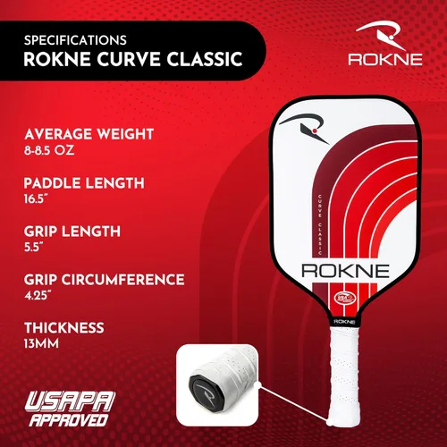 Miniatura 3 de ROKNE Curve Classic Pickleball Paddle Paletas de pickleball de fibra de vidrio aprobadas por USAPA Ingeniería de precisión y comodidad Textura