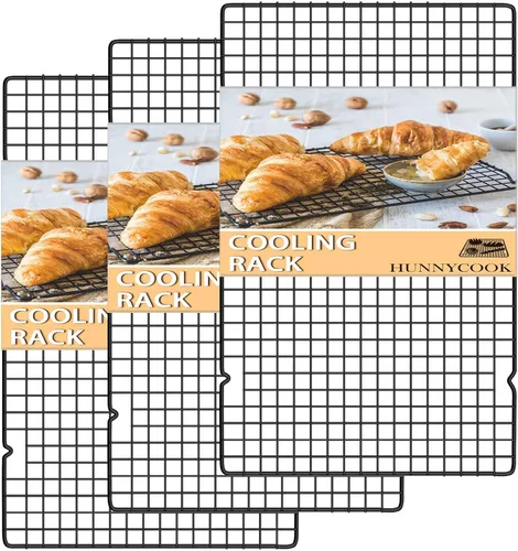 Miniatura 9 de Hunnycook Estantes de Enfriamiento - 10 x 16 Pulgadas 3PCS Estantes Altos Apilables para Hornear, Estante de Alambre de Acero Inoxidable