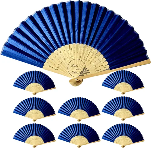 Miniatura 11 de Abanicos de seda personalizados a granel, ventiladores plegables personalizados para bodas, fiestas de dama de honor, suministros de fiesta