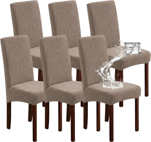 Miniatura 8 de Genina Fundas impermeables para sillas de comedor, fundas elásticas de jacquard para sillas de comedor, extraíbles y lavables, protector de silla