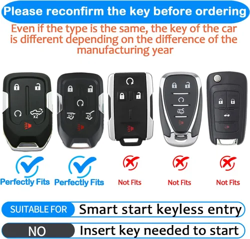 Miniatura 2 de para Chevrolet Funda para Llavero con Llavero Suave Protección Completa Funda para Llave Compatible con GMC Suburban Tahoe Silverado Terrain Yukon