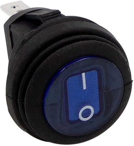 HEISE - Interruptor basculante - Redondo azul iluminado - Paquete de 5
