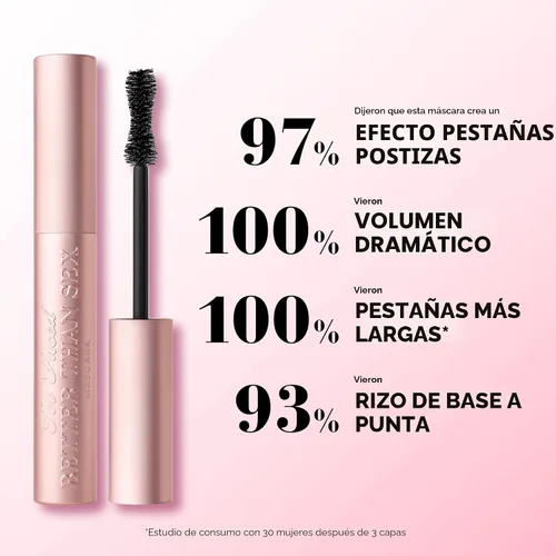 Miniatura 3 de Too Faced Better Than Sex Volumizing and Lengthening Mascara Vegan Formula, Dramatic Volume and Length Cruelty-Free Eye Makeup + Hourglass Brush