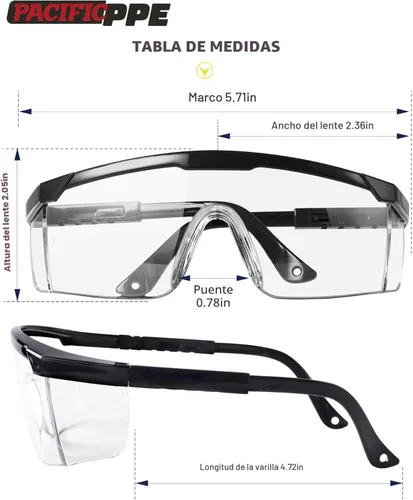 Miniatura 4 de PACIFIC PPE Paquete de 2 lentes de seguridad para hombres y mujeres, ANSI Z87 antivaho con lentes envolventes transparentes resistentes a