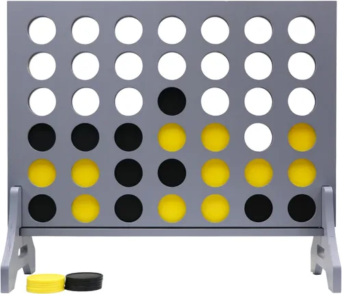 Miniatura 73 de Juego gigante 4 en una fila para familia y adultos – Tailgating Pros Jumbo de madera gris cuatro en una fila juego de patio para interiores