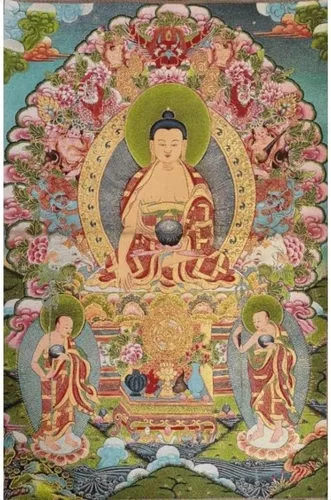 Bordado de seda tibetano Thangka budismo Sakyamuni Buddha Tangka Yoga Budista Tapiz colgante de pared Arte de pared Decoración del hogar Tapiz