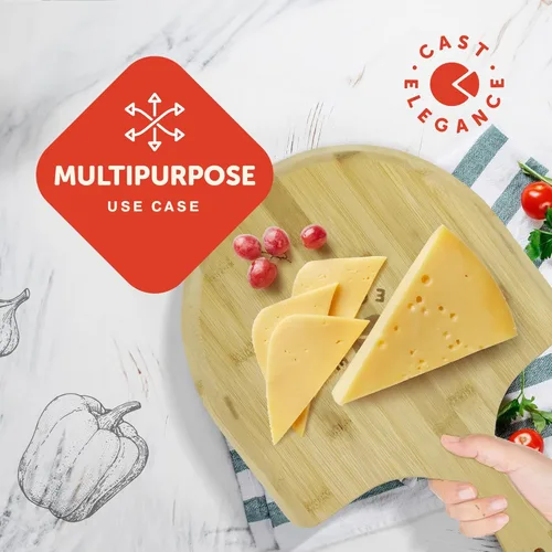 Miniatura 5 de Cast Elegance Madera de bambú de 12 pulgadas para horno, paleta de pizza con bordes fáciles de deslizar y mango para hornear, espátula ligera