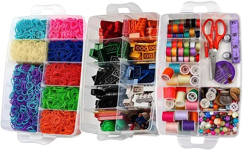 Miniatura 6 de Sooyee - Caja de almacenamiento de 3 capas para cosas y manualidades con 30 compartimentos ajustables para organizar cinta Washi, accesorios