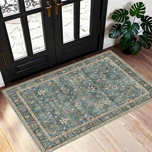 Miniatura 20 de Alfombra vintage lavable de 2 x 3: alfombra pequeña resistente a las manchas para baño, entrada, antideslizante, para dormitorio, ultra suave