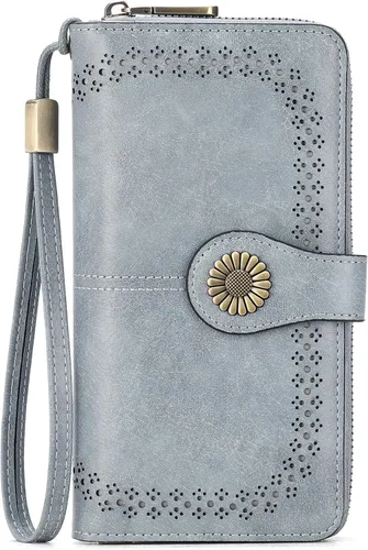 Miniatura 19 de SENDEFN Cartera de cuero para mujer, con bloqueo RFID, tarjetero para tarjetas de crédito, cartera de mano para mujer