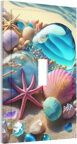 Miniatura 148 de Placa decorativa para interruptor de luz, playa, rosa, escena nocturna, 2 bandas, 1 palanca, 1 placa de pared dúplex, decoración de placa