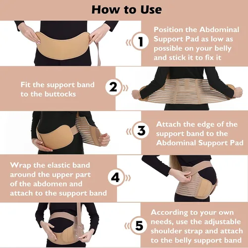 Miniatura 8 de Bandas para el vientre para mujeres embarazadas – Cinturón de maternidad Soporte de embarazo – Carpeta abdominal transpirable, soporte de espalda