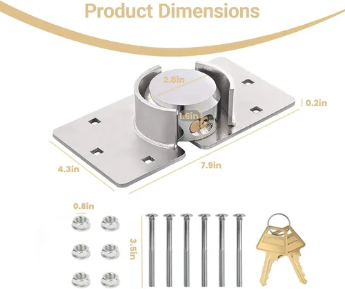 Miniatura 4 de 2 Pack de Candado para Puerta de Furgoneta con Llaves Iguales, Candado Resistente de Acero Sólido de 73MM, Candado de Seguridad para Cobertizo