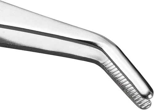 Miniatura 3 de Pinzas de acero inoxidable de 5-1/2 pulgadas con punta dentada curvada, pinzas multiusos para reparación de manualidades, paquete de 2