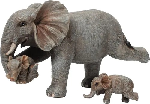 Estatua familiar de elefante de yoga, juego de 3 piezas de figuras para madre y bebés, decoración de buena suerte para el hogar y la oficina,