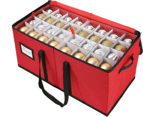 Miniatura 9 de Sattiyrch - Caja de almacenamiento de adornos de Navidad con cierre de cremallera doble - Caja que aporta ranuras para 128 adornos navideños de 3