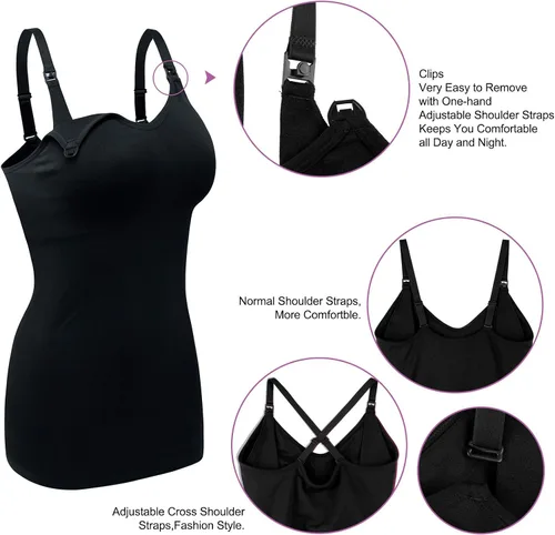 Miniatura 4 de Camiseta de maternidad para mujer, para lactancia, con tirantes ajustables