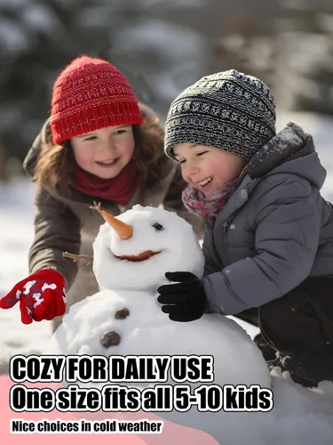 Miniatura 4 de Paquete de 100 gorros y guantes antideslizantes para niños, gorro de punto cálido, guantes de invierno a granel para niños y niñas