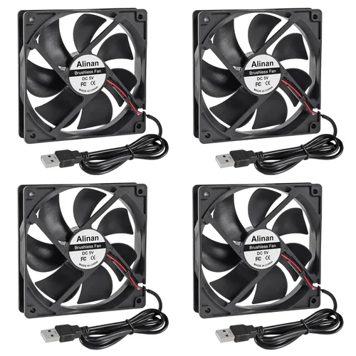 Alinan 4pcs 4.724x4.724x0.984 in 5V Ventilador USB 2000RPM 66.3CFM 31.5dBA Computadora y Electrónica Ventilador de Refrigeración