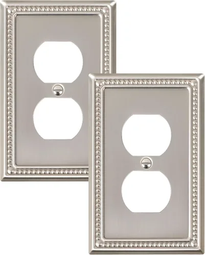 Miniatura 121 de Paquete de 4 placas de cubierta para interruptor de luz de palanca individual, cubiertas decorativas de perlas, placa de pared de metal almendra