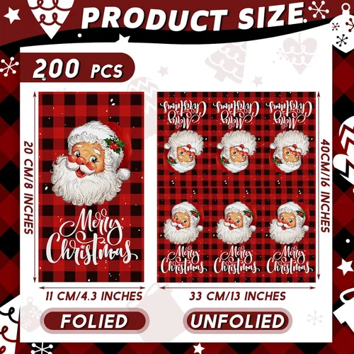 Miniatura 2 de Karenhi 200 servilletas de papel de Navidad de 2 capas de Papá Noel, toallas de mano desechables para baño, servilletas de invitados de búfalo a