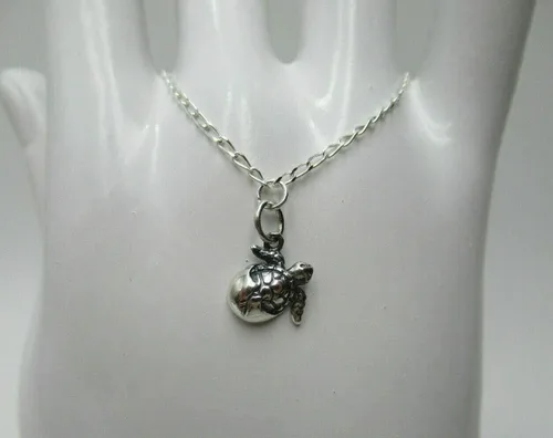 Miniatura 2 de Pulsera de tobillo de plata de ley 925 con diseño de tortuga de mar y océano