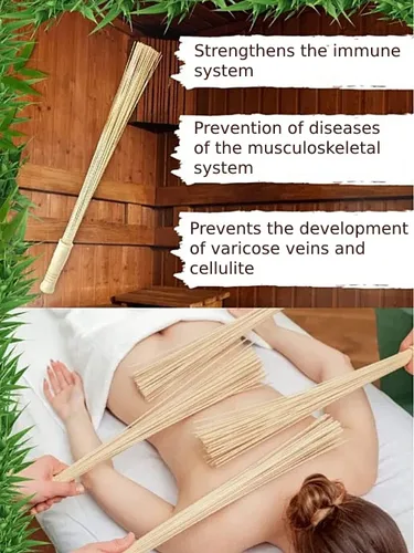 Miniatura 3 de Masaje de bambú escoba para sauna y banya - Masajeador relajante para celulitis - Herramientas de masaje asiáticas para spa