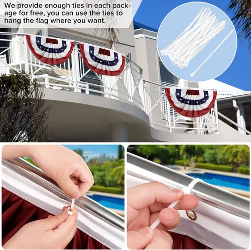 Miniatura 6 de Bandera plisada de Estados Unidos, bandera estadounidense de 2 x 4 pies, bandera patriótica de medio abanico para decoración de interiores
