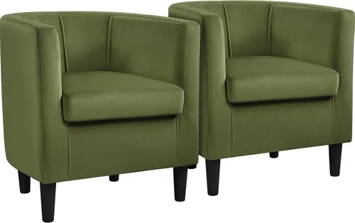 Miniatura 11 de Yaheetech - Silla de terciopelo decorativa, sillones modernos y cómodos, silla de sofá de barril tapizada para sala de estar, dormitorio, sala