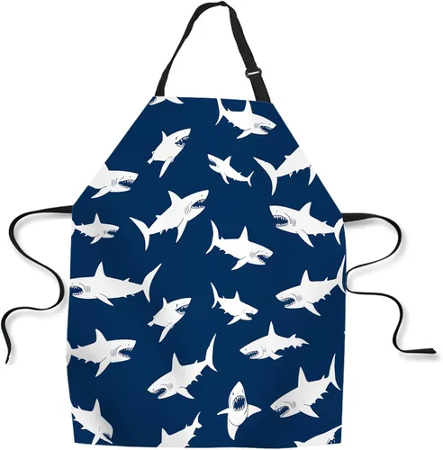 Miniatura 12 de Delantal de Cocina de Cocina Tiburón Marino Verde Delantal de Cocina para Hornear Chef Delantal Impermeable para Mujeres Hombres 31X27 Pulgadas