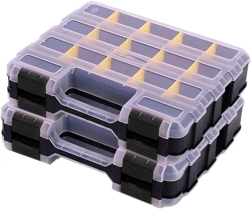 Miniatura 8 de Organizador de Almacenamiento Caja de Herramientas, TONGQI Caja de Piezas Pequeñas de 34 Compartimentos de Doble Cara con Separadores de Plástico