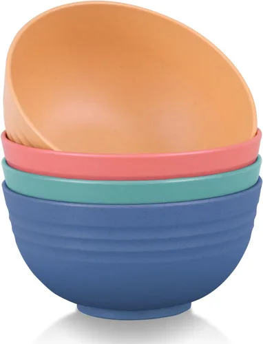 Miniatura 8 de LuckyZone Juego de 4 cuencos de cereales irrompibles de 24 onzas, aptos para lavavajillas y microondas, perfectos para cereales, sopa y arroz, sin