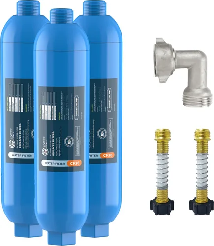 CRYSTALA Filtro de Agua para RV/Caravana, Filtro de Agua en Línea que Reduce Eficazmente el Mal Sabor, Olores, Cloro y Sedimentos para RVs y